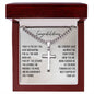 Graduation necklace, Son gift, Cuban Chain with Artisan Cross Necklace.