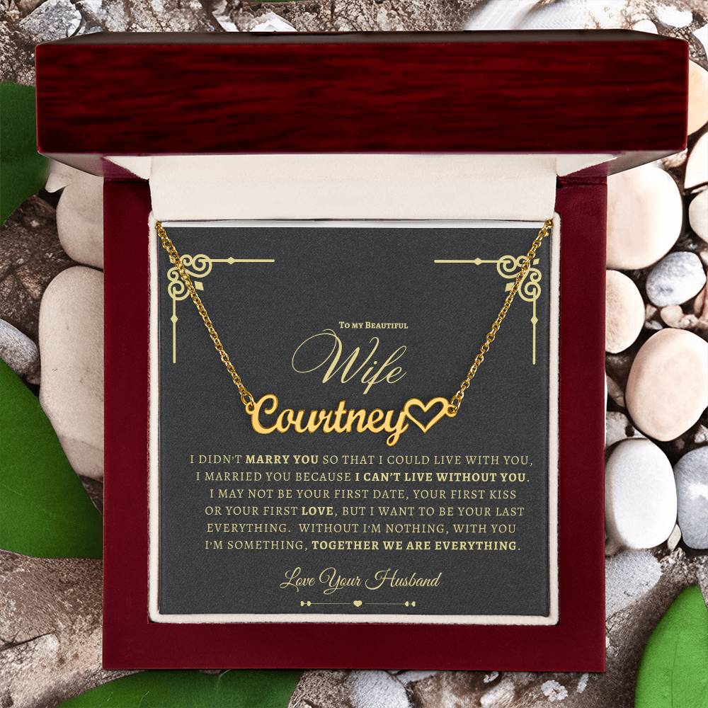 To My Wife. Personalized Heart Name Necklace.