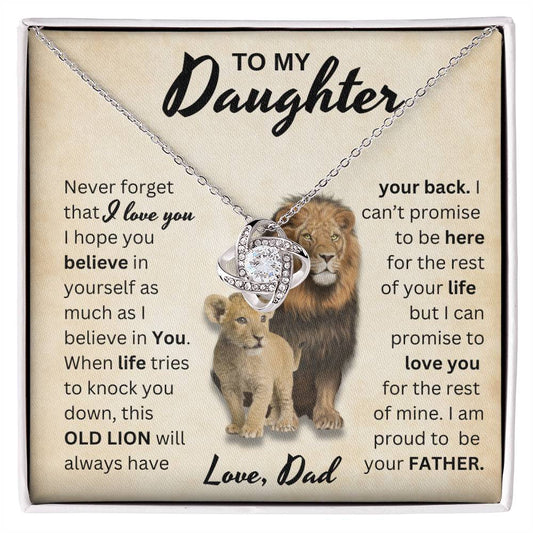 To my Daughter  From Dad, Love Knot Necklace.