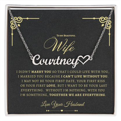 To My Wife. Personalized Heart Name Necklace.
