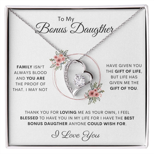 To My Bonus Daughter. Forever Love Necklace.