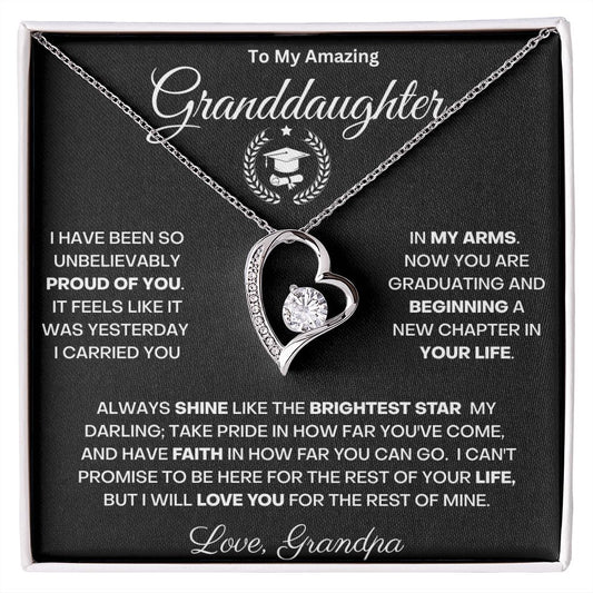 To My Amazing Granddaughter from Grandpa. Forever Love Necklace.