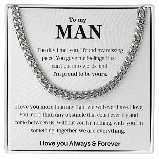 To My Man. Cuban Link Chain.